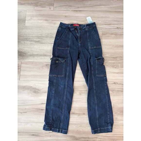 Guess Denim - Guess Los Angeles Dark Wash Cargo Jeans Straight Leg Utility Pants 29x30